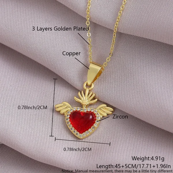 Wholesale Zinc Alloy Rhinestone Love Heart Pendant Necklace Gold Plated Fashion Jewelry