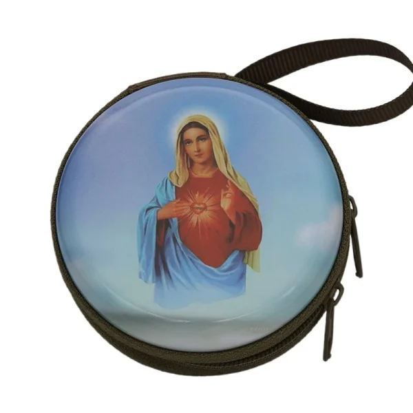 Catholic Rosary Box Pendant BoxCoin Purse Packaging Tin BoxStorage Case, Zipper Bag Luggage Charm