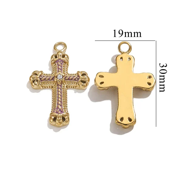 Wholesale Stainless Steel Rhinestone Cross Pendant Charm Necklace DIY Jewelry Accessories Unisex