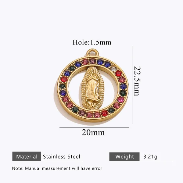 Wholesale Stainless Steel Gold Plated Colorful Rhinestone Oval Pendant Charm Set Vintage DIY Jewelry Accessories