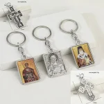 Retro Electroplating Keychain Accessories Metal Embossed Epoxy Creative Russia Design Religious Pendant Accessories Wholesale - Image 2