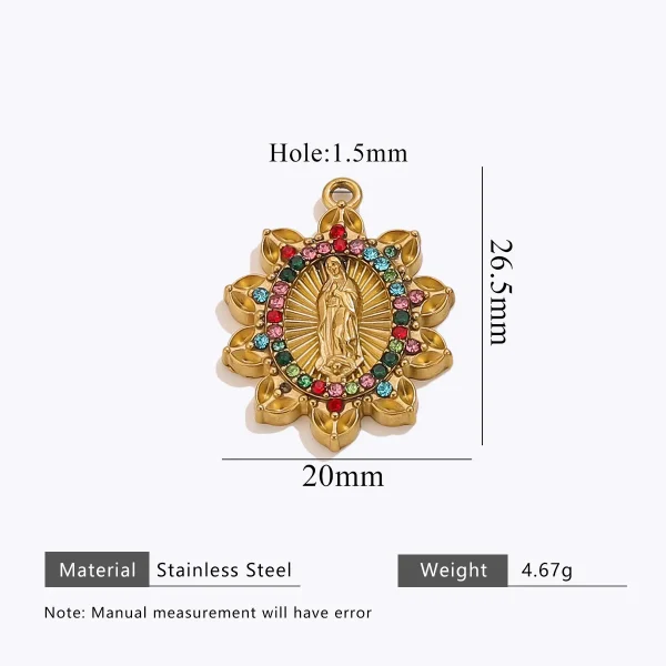 Wholesale Stainless Steel Gold Plated Colorful Rhinestone Oval Pendant Charm Set Vintage DIY Jewelry Accessories