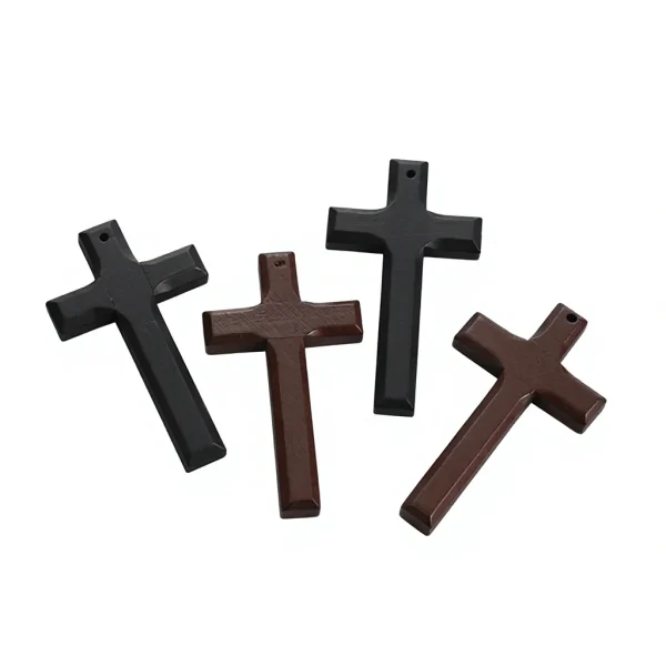 Vintage Handmade Double-Layer Wooden Cross Pendant Unisex Long Style Necklace Couples Bamboo Sweater Chain Car Hanging O