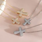 Wholesale Zinc Alloy Rhinestone Cross Pendant Necklace DIY Jewelry Accessories Eco Friendly