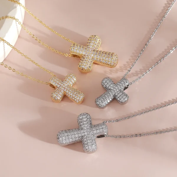 Wholesale Zinc Alloy Rhinestone Cross Pendant Necklace DIY Jewelry Accessories Eco Friendly