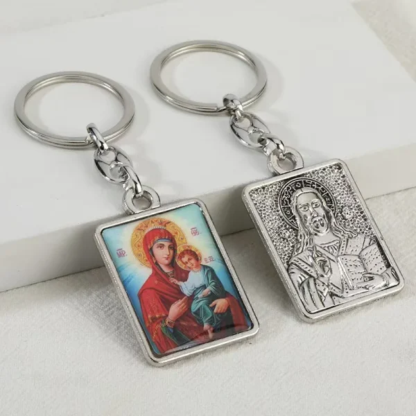 Retro Electroplating Keychain Accessories Metal Embossed Epoxy Creative Russia Design Religious Pendant Accessories Whol