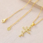 Wholesale Copper Gold Plated Orthodox Cross Pendant Necklace Men Zircon Collarbone Chain Jewelry - Image 4