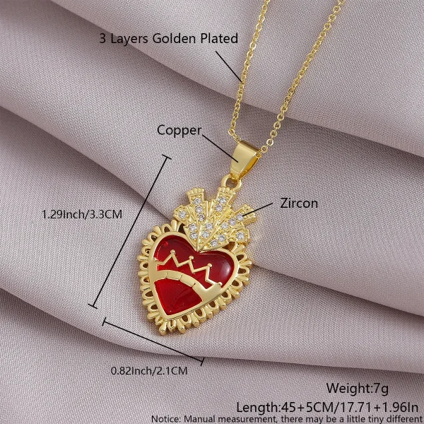 Wholesale Zinc Alloy Rhinestone Love Heart Pendant Necklace Gold Plated Fashion Jewelry