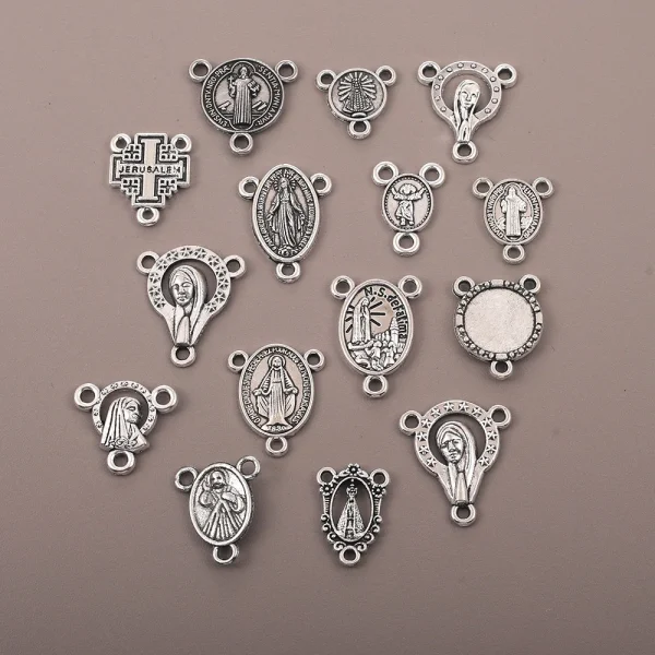 Wholesale Retail Cross-border Supply Religious Elliptical Three-way Pendant Zinc Alloy Bamboo Chain Hanging Beads Neckla