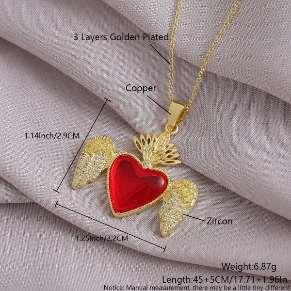 Wholesale Zinc Alloy Rhinestone Love Heart Pendant Necklace Gold Plated Fashion Jewelry