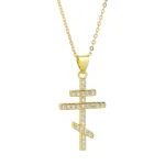 Wholesale Copper Gold Plated Orthodox Cross Pendant Necklace Men Zircon Collarbone Chain Jewelry - Image 5
