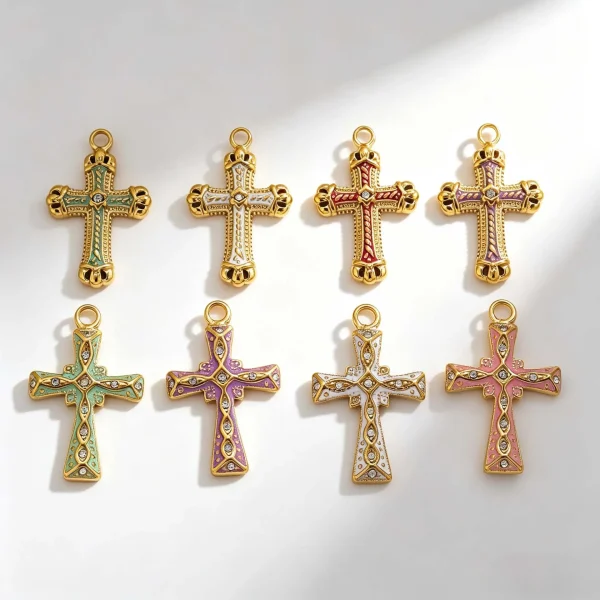 Wholesale Zinc Alloy Cross Pendant Necklace Punk 18K Plated DIY Jewelry Accessories Unisex