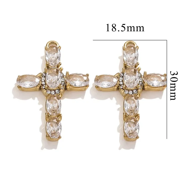 Wholesale Stainless Steel Rhinestone Cross Pendant Charm Necklace DIY Jewelry Accessories Unisex