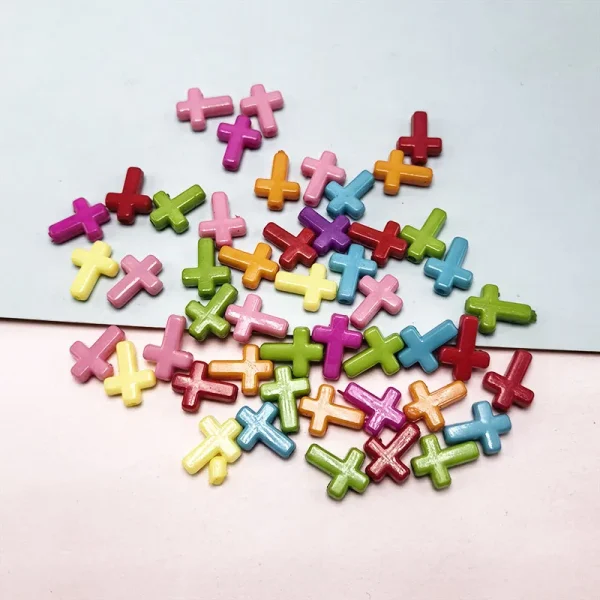 Wholesale Acrylic Cross Beads Charms DIY Bracelet Jewelry Making Accessories Mixed Color