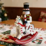 Wholesale 28CM Wooden Christmas Nutcracker Snowman Rocking Horse Figurine Holiday Tabletop Decor Craft Gift - Image 3
