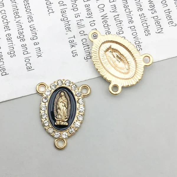 Wholesale Zinc Alloy Rhinestone Pendant Charm 3 Hole DIY Jewelry Accessories Gold Color