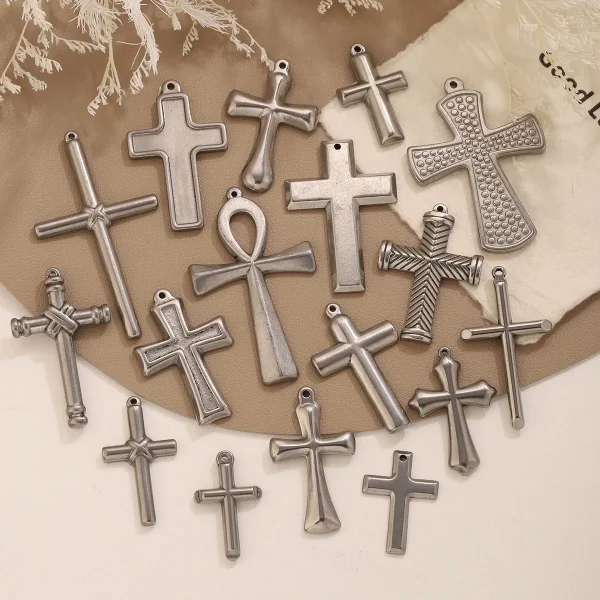 Wholesale Stainless Steel Cross Pendant Charm Necklace DIY Jewelry Accessories Unisex