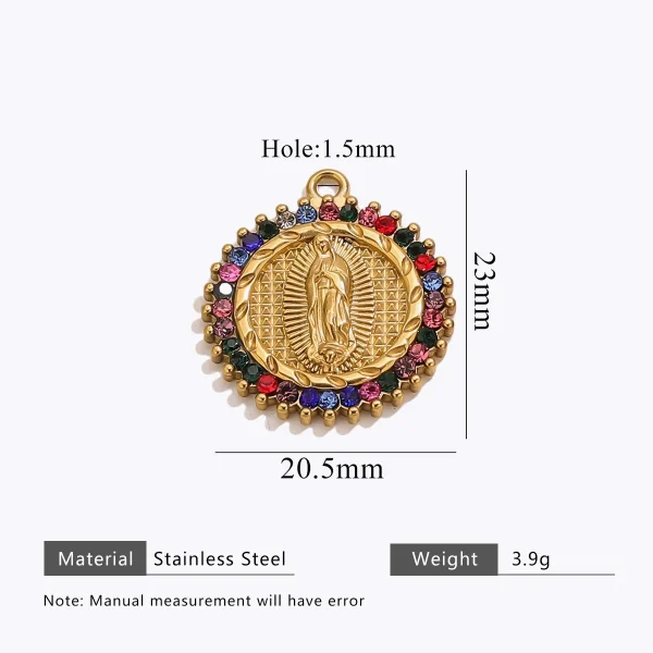 Wholesale Stainless Steel Gold Plated Colorful Rhinestone Oval Pendant Charm Set Vintage DIY Jewelry Accessories