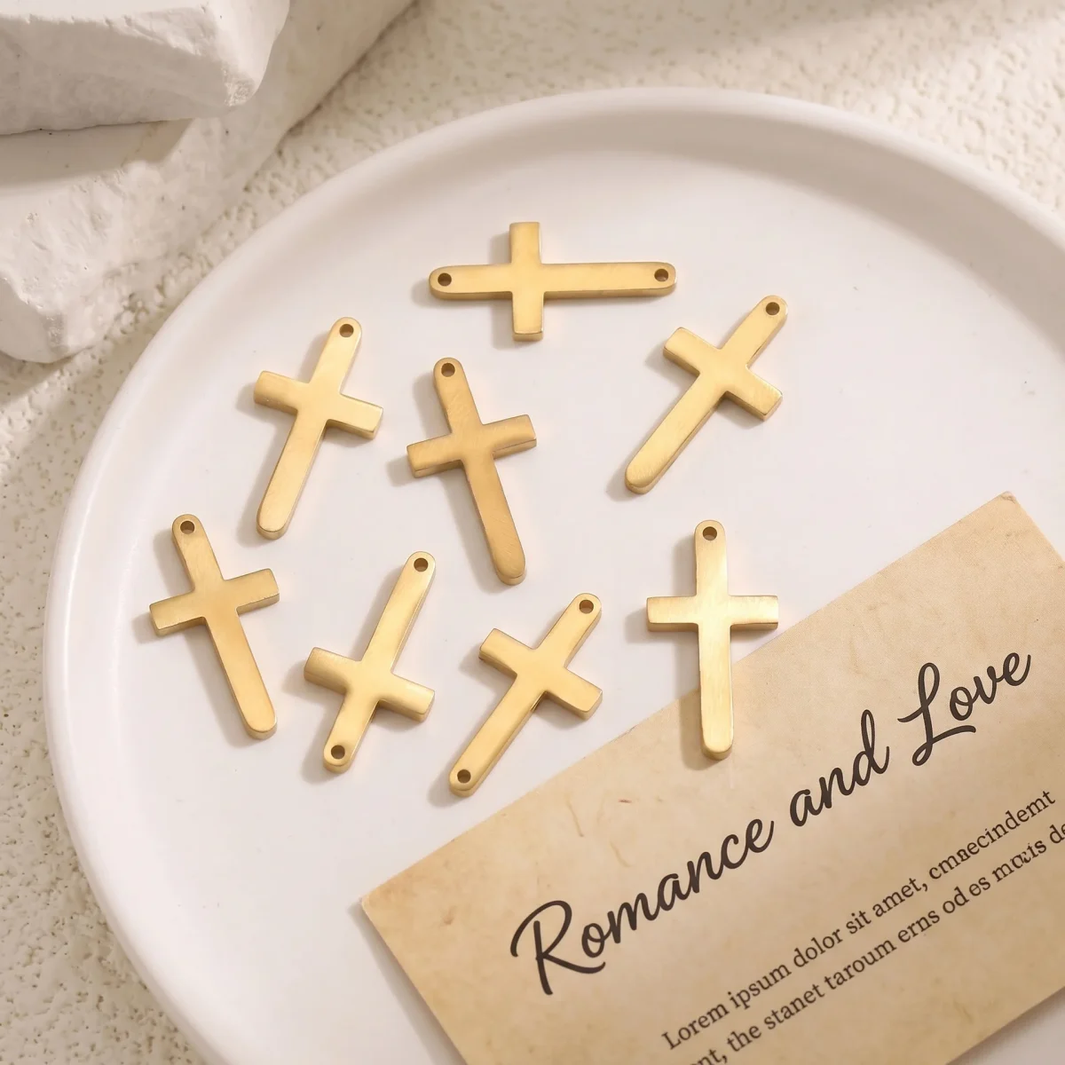 Wholesale Stainless Steel Gold Plated Cross Pendant Charm DIY Bracelet Necklace Jewelry Accessories - Image 3