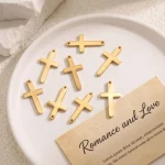 Wholesale Stainless Steel Gold Plated Cross Pendant Charm DIY Bracelet Necklace Jewelry Accessories - Image 3