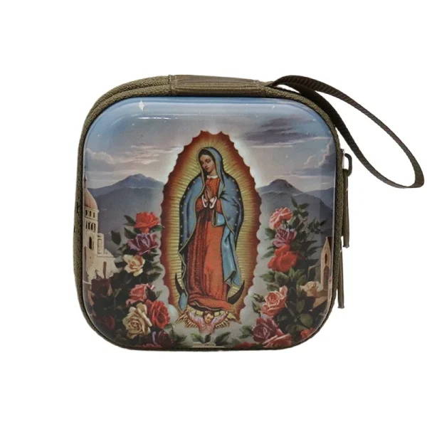Catholic Rosary Box Pendant BoxCoin Purse Packaging Tin BoxStorage Case, Zipper Bag Luggage Charm