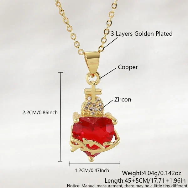 Wholesale Zinc Alloy Rhinestone Love Heart Pendant Necklace Gold Plated Fashion Jewelry
