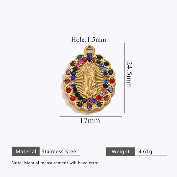 Wholesale Stainless Steel Gold Plated Colorful Rhinestone Oval Pendant Charm Set Vintage DIY Jewelry Accessories