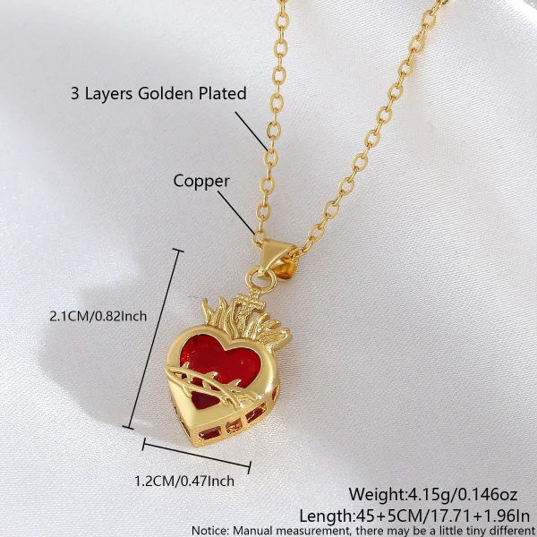Wholesale Zinc Alloy Rhinestone Love Heart Pendant Necklace Gold Plated Fashion Jewelry