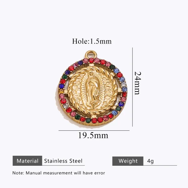 Wholesale Stainless Steel Gold Plated Colorful Rhinestone Oval Pendant Charm Set Vintage DIY Jewelry Accessories