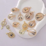 Wholesale Vintage Religious Virgin Mary Pendant Necklace 18K Gold Plated DIY Jewelry Accessories - Image 3