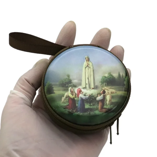 Catholic Rosary Box Pendant BoxCoin Purse Packaging Tin BoxStorage Case, Zipper Bag Luggage Charm