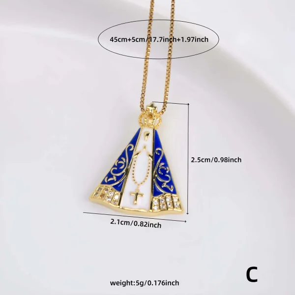 Wholesale 18K Gold Plated Zinc Alloy Rhinestone Crown Pendant Necklace Religious Pearl Jewelry Christmas Gift