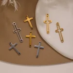 Wholesale Stainless Steel Cross Pendant Charm Necklace DIY Jewelry Accessories Unisex