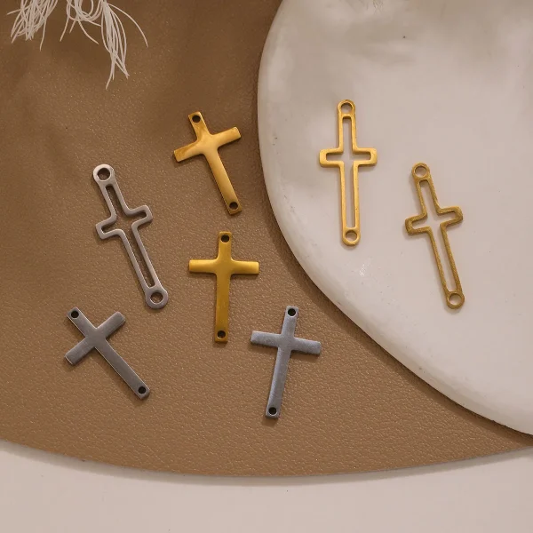 Wholesale Stainless Steel Cross Pendant Charm Necklace DIY Jewelry Accessories Unisex