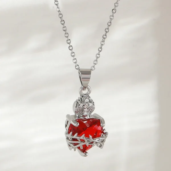 Wholesale Zinc Alloy Rhinestone Love Heart Pendant Necklace Gold Plated Fashion Jewelry
