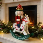 Wholesale 28CM Wooden Christmas Nutcracker Snowman Rocking Horse Figurine Holiday Tabletop Decor Craft Gift - Image 4