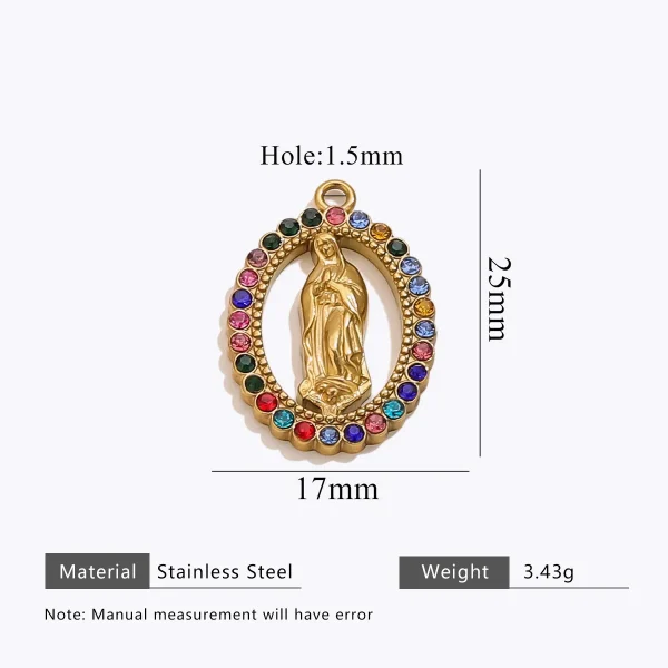 Wholesale Stainless Steel Gold Plated Colorful Rhinestone Oval Pendant Charm Set Vintage DIY Jewelry Accessories