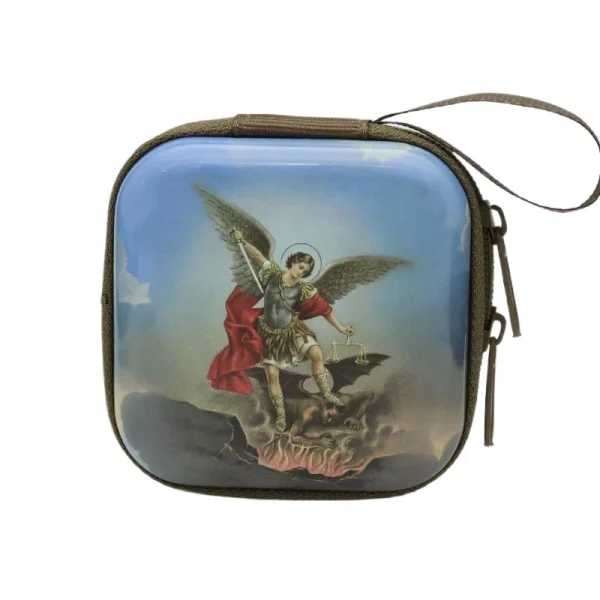 Catholic Rosary Box Pendant BoxCoin Purse Packaging Tin BoxStorage Case, Zipper Bag Luggage Charm