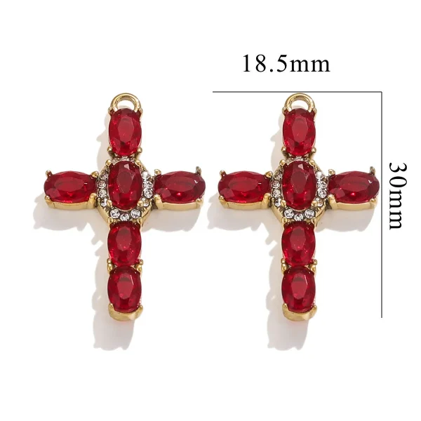 Wholesale Stainless Steel Rhinestone Cross Pendant Charm Necklace DIY Jewelry Accessories Unisex