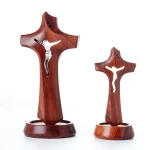 Wholesale Wooden Cross Ornament Magnet Church Craft Home Decor Engraved BJ002
