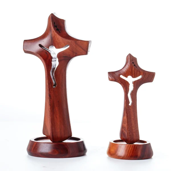 Wholesale Wooden Cross Ornament Magnet Church Craft Home Decor Engraved BJ002
