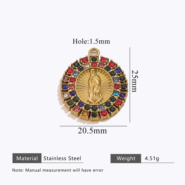 Wholesale Stainless Steel Gold Plated Colorful Rhinestone Oval Pendant Charm Set Vintage DIY Jewelry Accessories