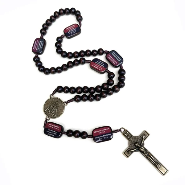 Wood Rosary With Portuguese Prayer Cards Our Lady of Aparecida Catholic Rosary Brazil Gift Rosario Catolico Religious Je
