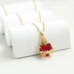 Wholesale Zinc Alloy Rhinestone Love Heart Pendant Necklace Gold Plated Fashion Jewelry - Image 4