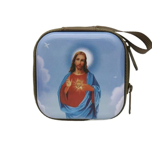 Catholic Rosary Box Pendant BoxCoin Purse Packaging Tin BoxStorage Case, Zipper Bag Luggage Charm