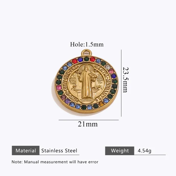 Wholesale Stainless Steel Gold Plated Colorful Rhinestone Oval Pendant Charm Set Vintage DIY Jewelry Accessories