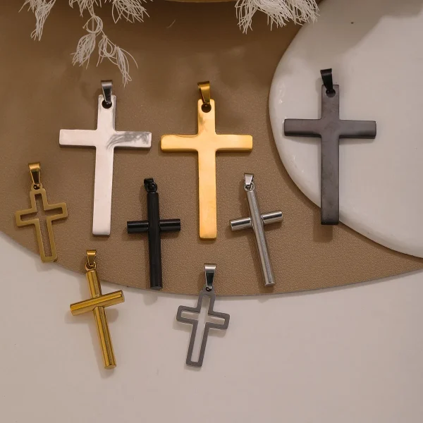 Wholesale Stainless Steel Cross Pendant Charm Necklace DIY Jewelry Accessories Unisex