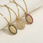 Wholesale Stainless Steel Rhinestone Pendant Necklace Fashion Jewelry Colorful Crystal Charm Necklace Unisex - Image 4