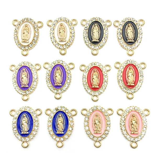 Wholesale Zinc Alloy Rhinestone Pendant Charm 3 Hole DIY Jewelry Accessories Gold Color