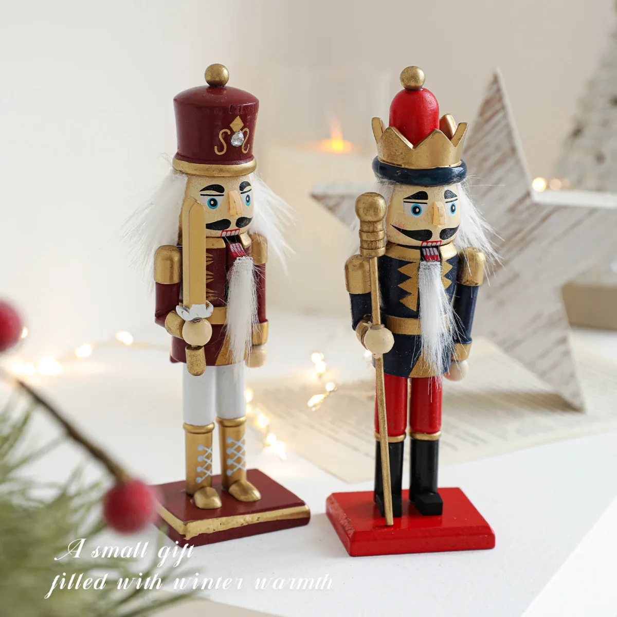 Wholesale Wooden Nutcracker Soldier Figurine Christmas Tabletop Decor Home Decoration Craft Gift - Image 3